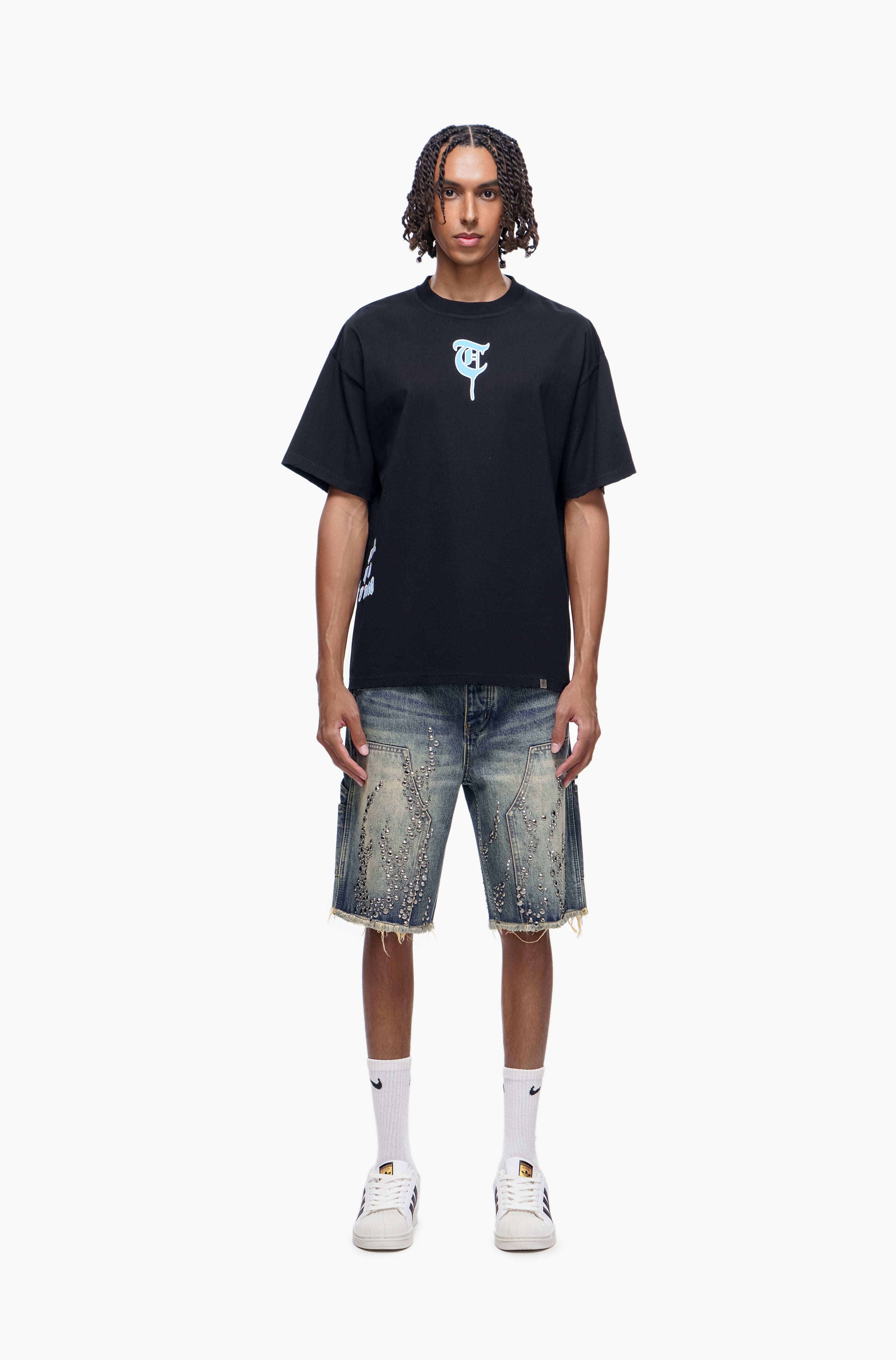 SHRAPNEL - Vintage Wash Denim Shorts