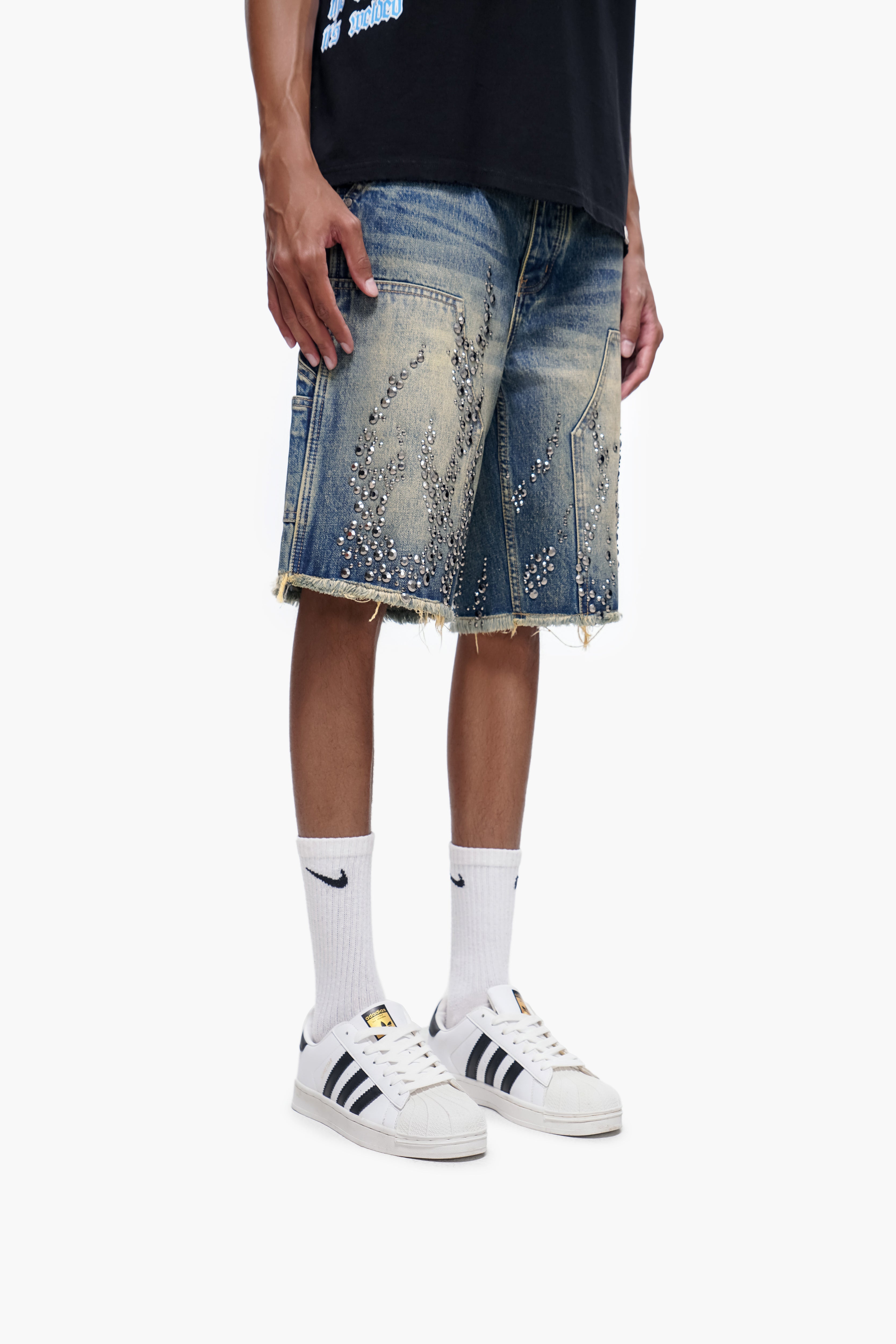 SHRAPNEL - Vintage Wash Denim Shorts