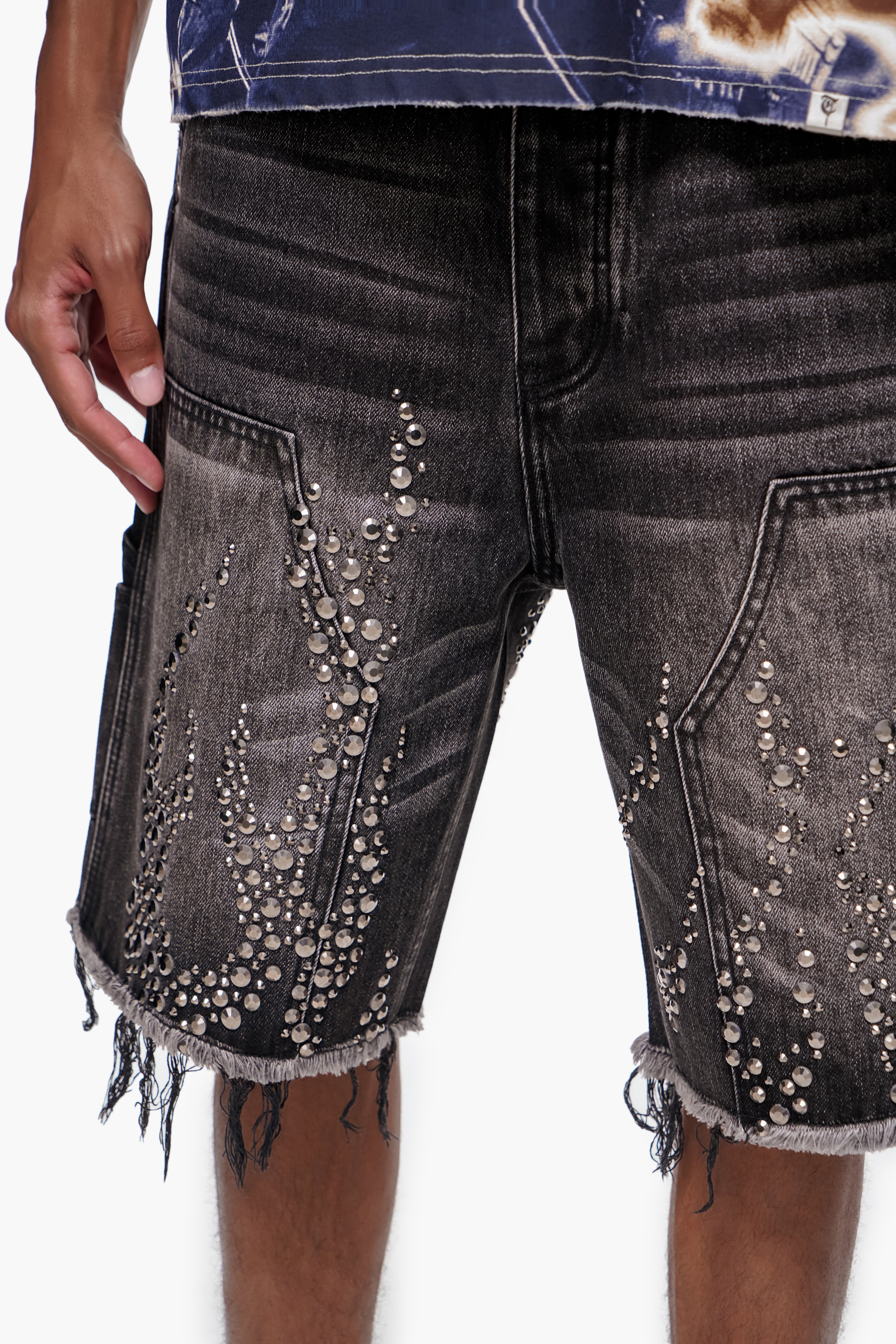 SHRAPNEL - Black Wash Denim Shorts
