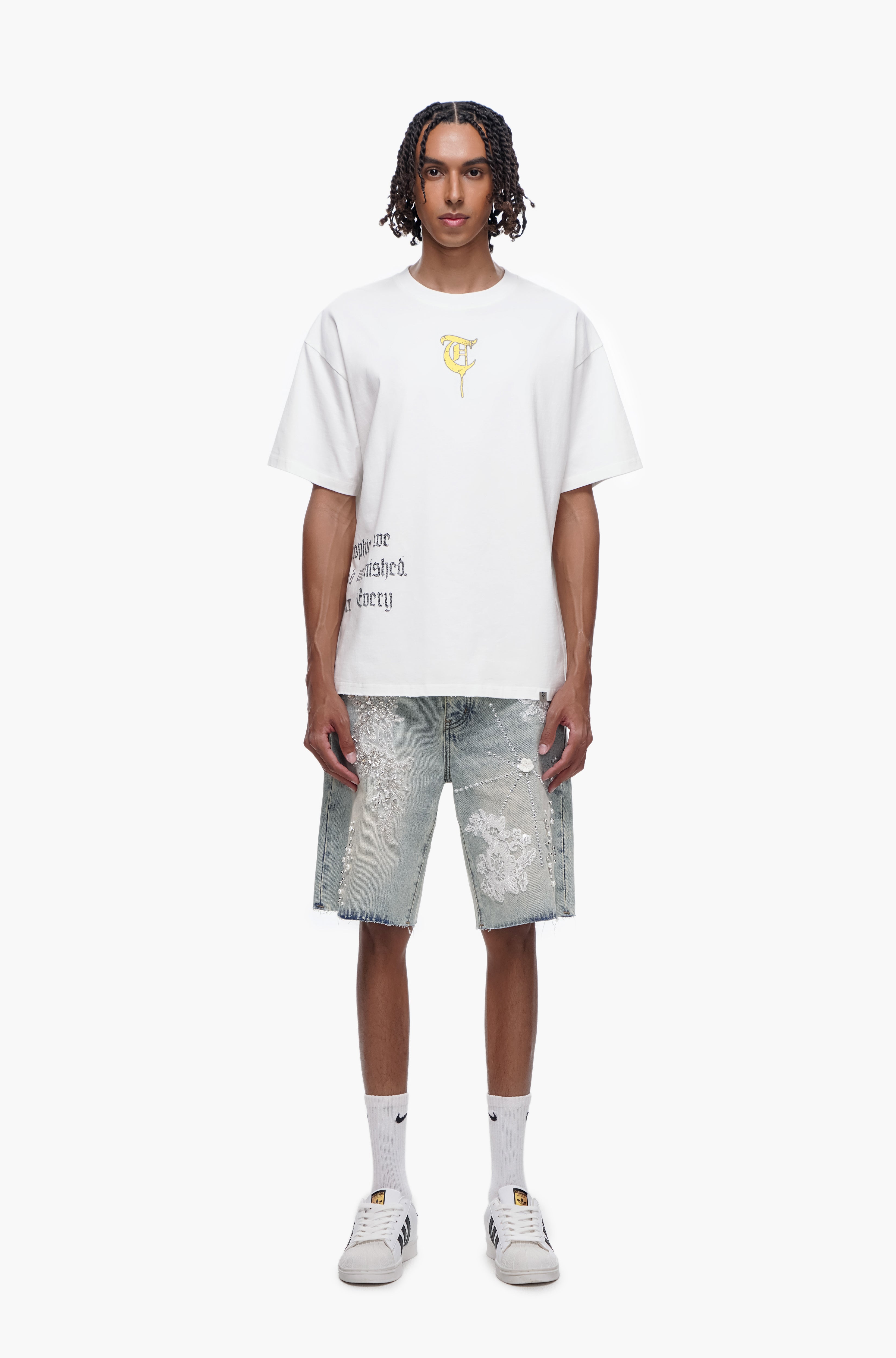 STITCHED - Light Blue Wash denim Shorts