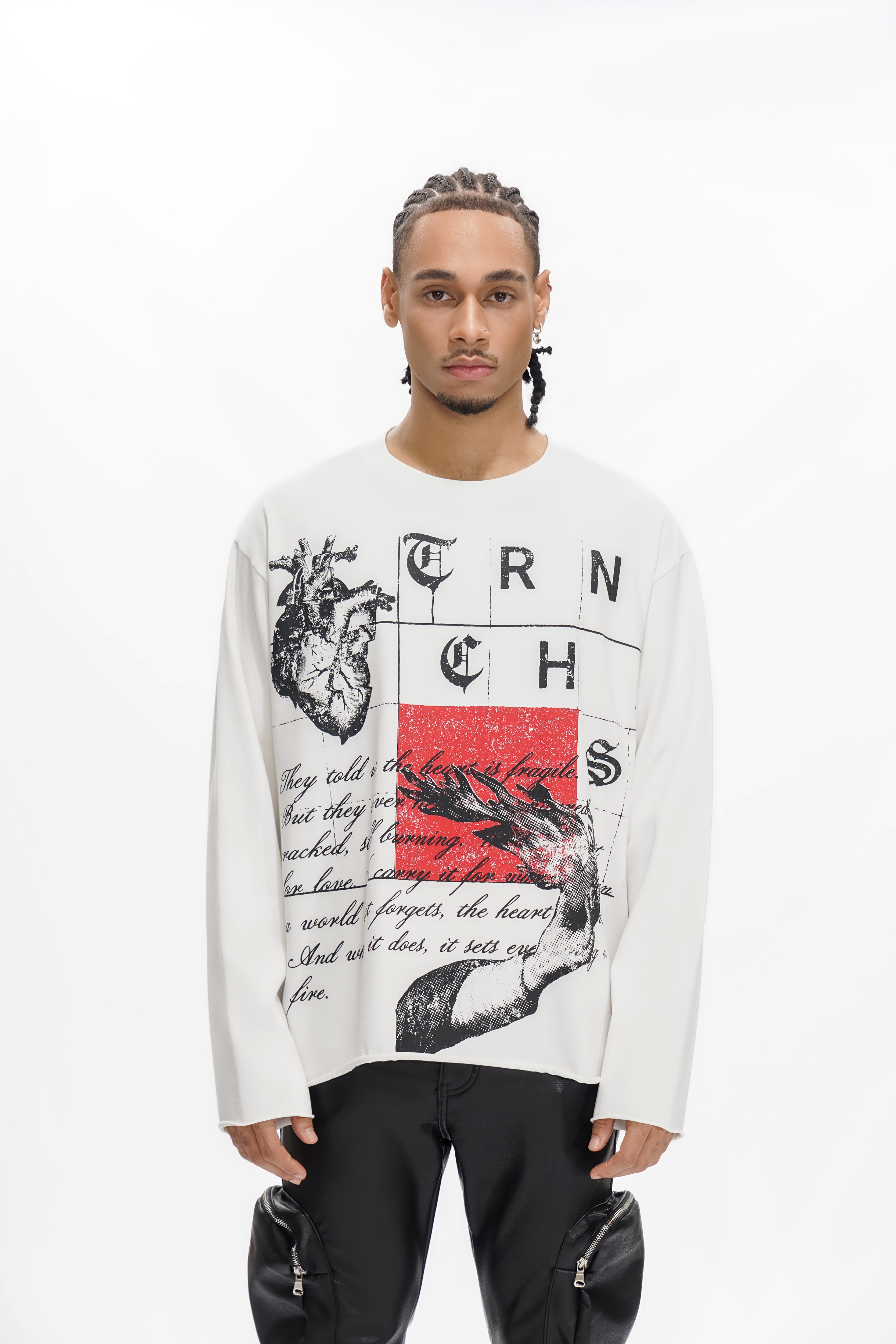 "BURNING HEART" White Long Sleeve