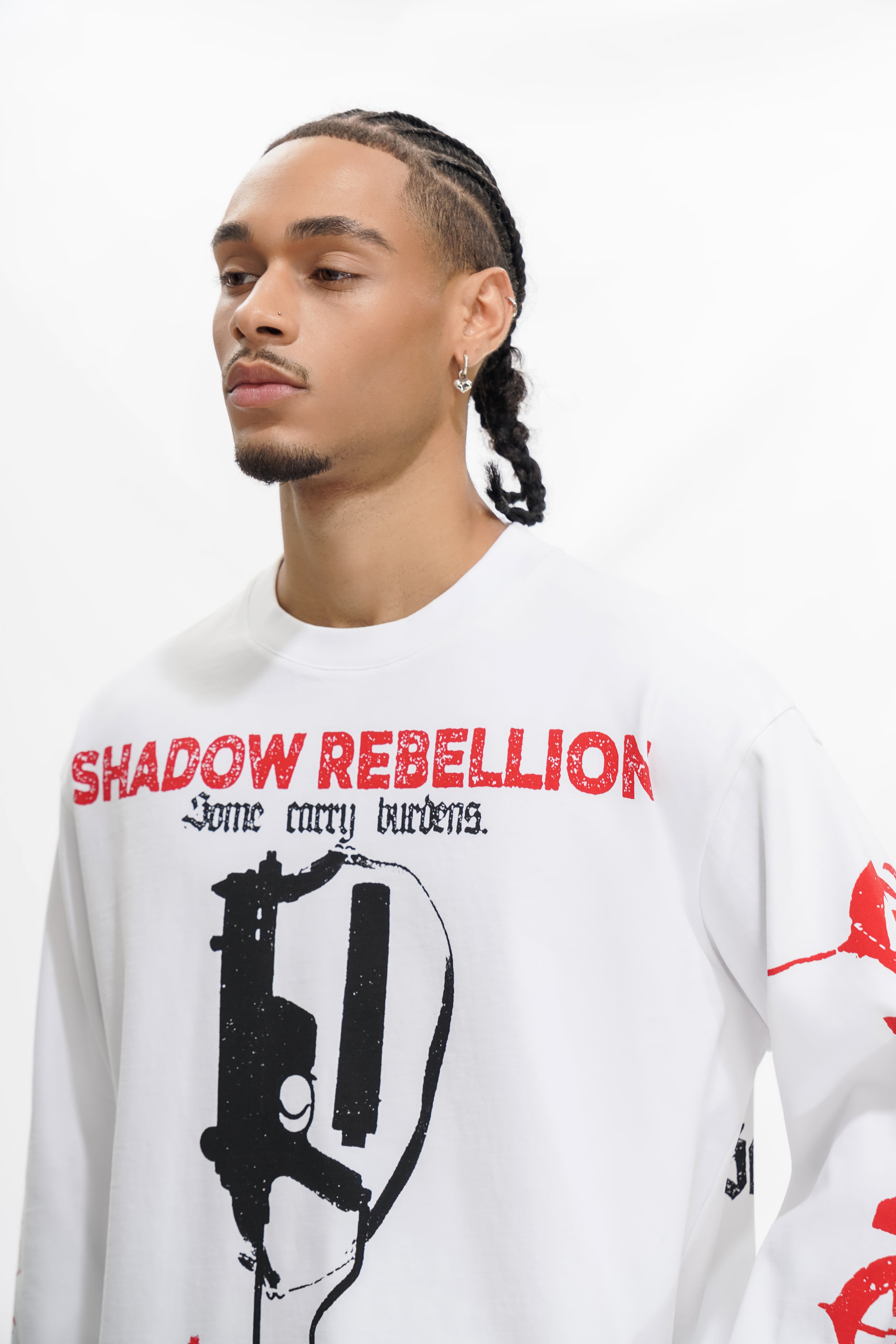 "SHADOW REBELLION" White Long Sleeve