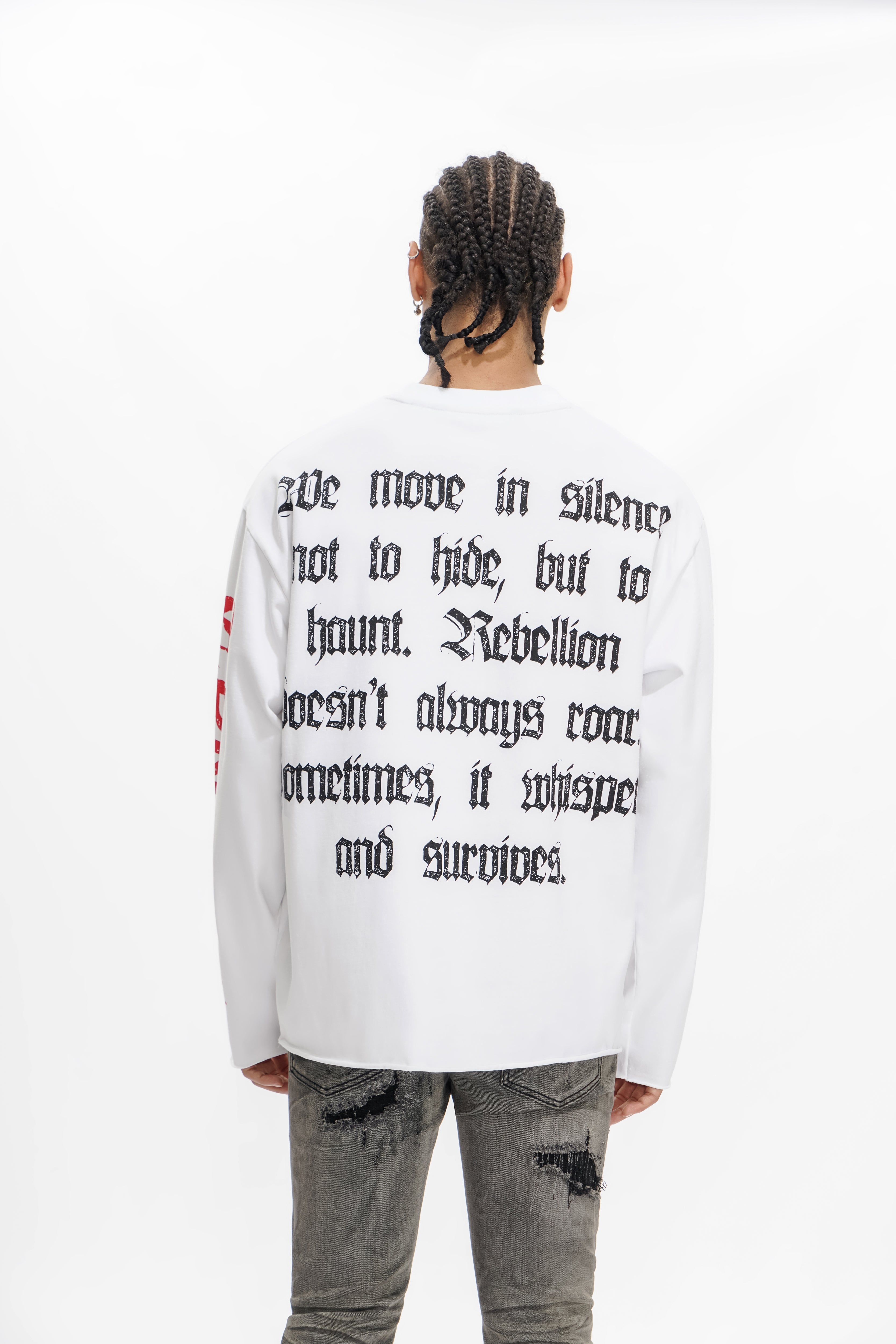 "SHADOW REBELLION" White Long Sleeve