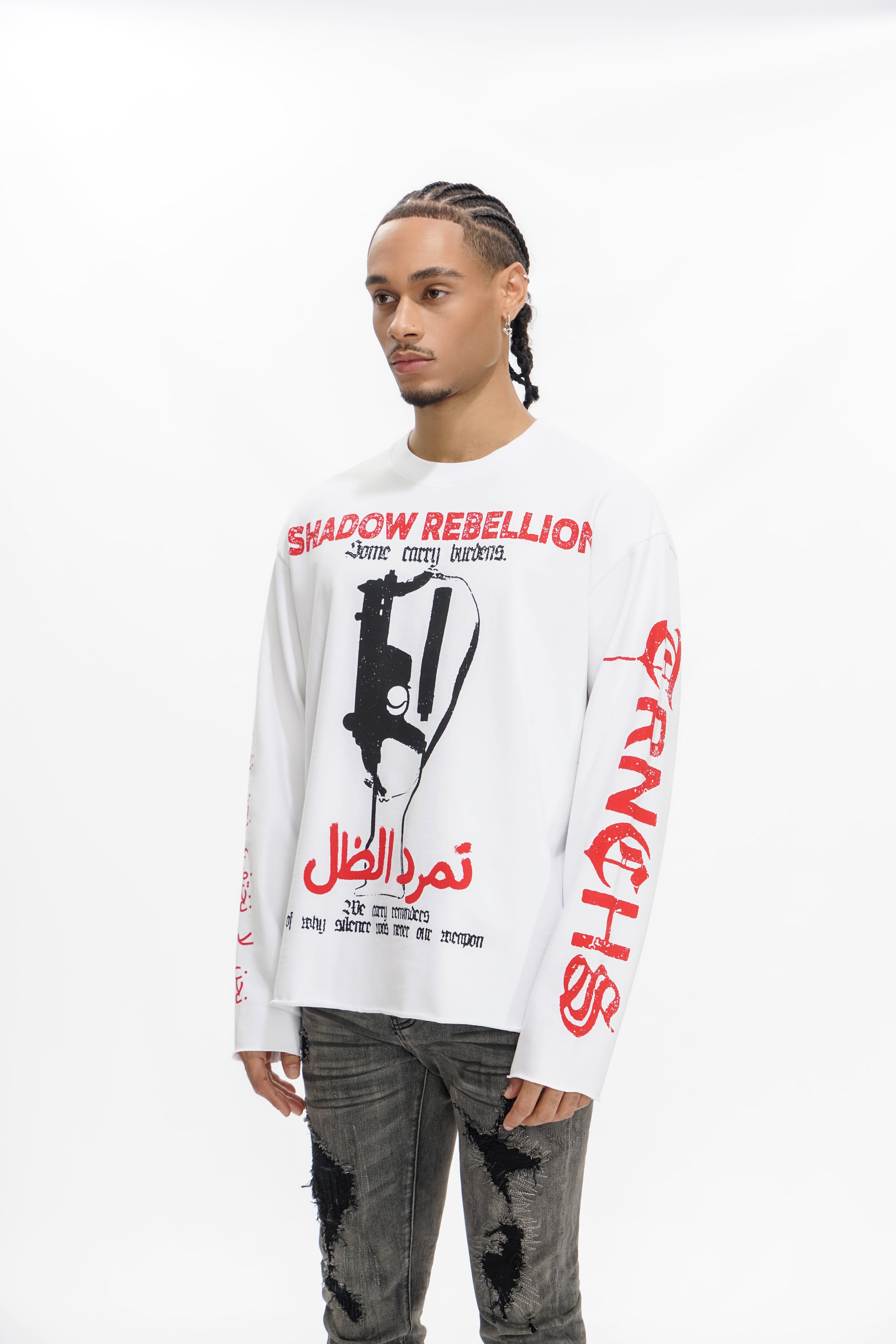 "SHADOW REBELLION" White Long Sleeve