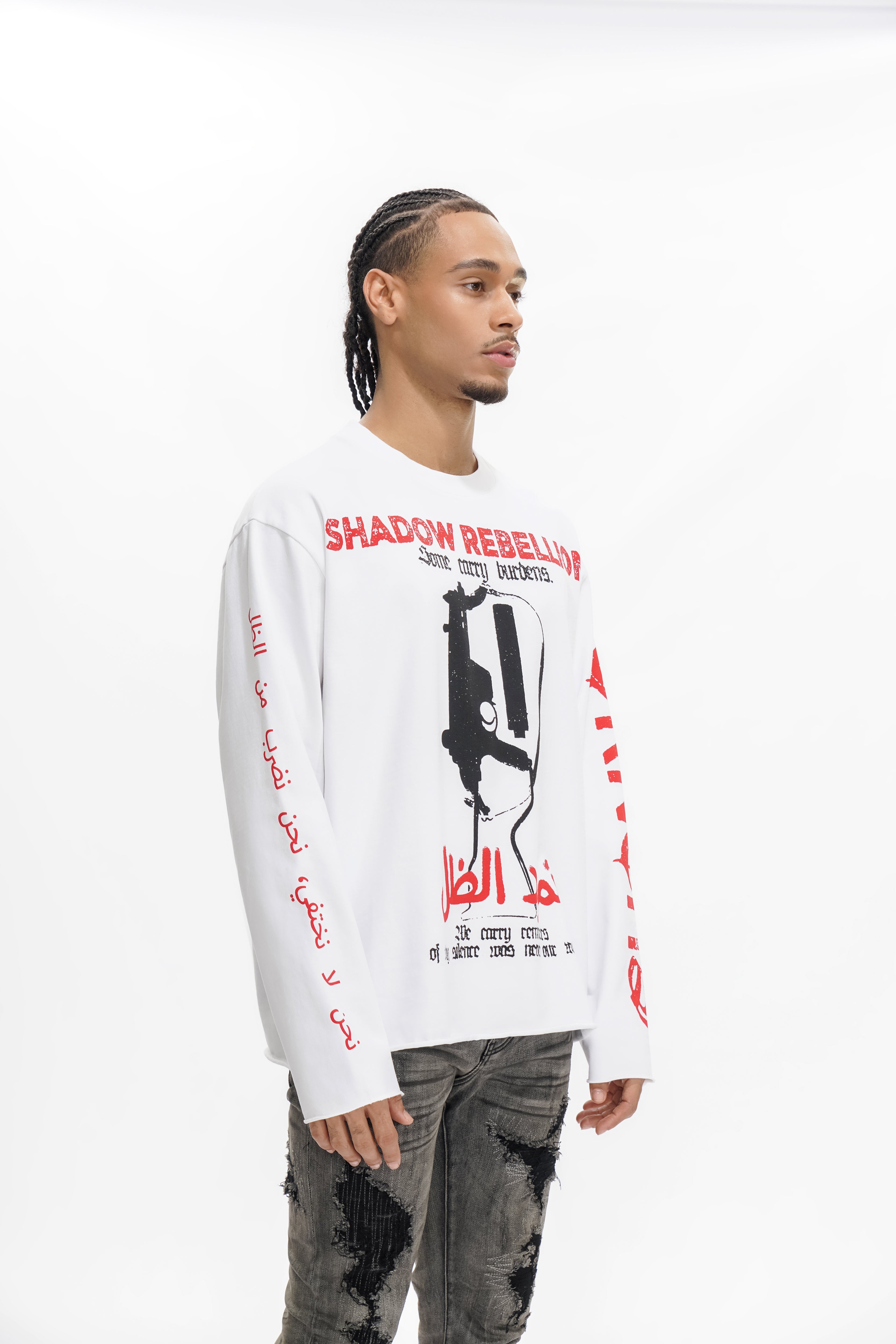 "SHADOW REBELLION" White Long Sleeve