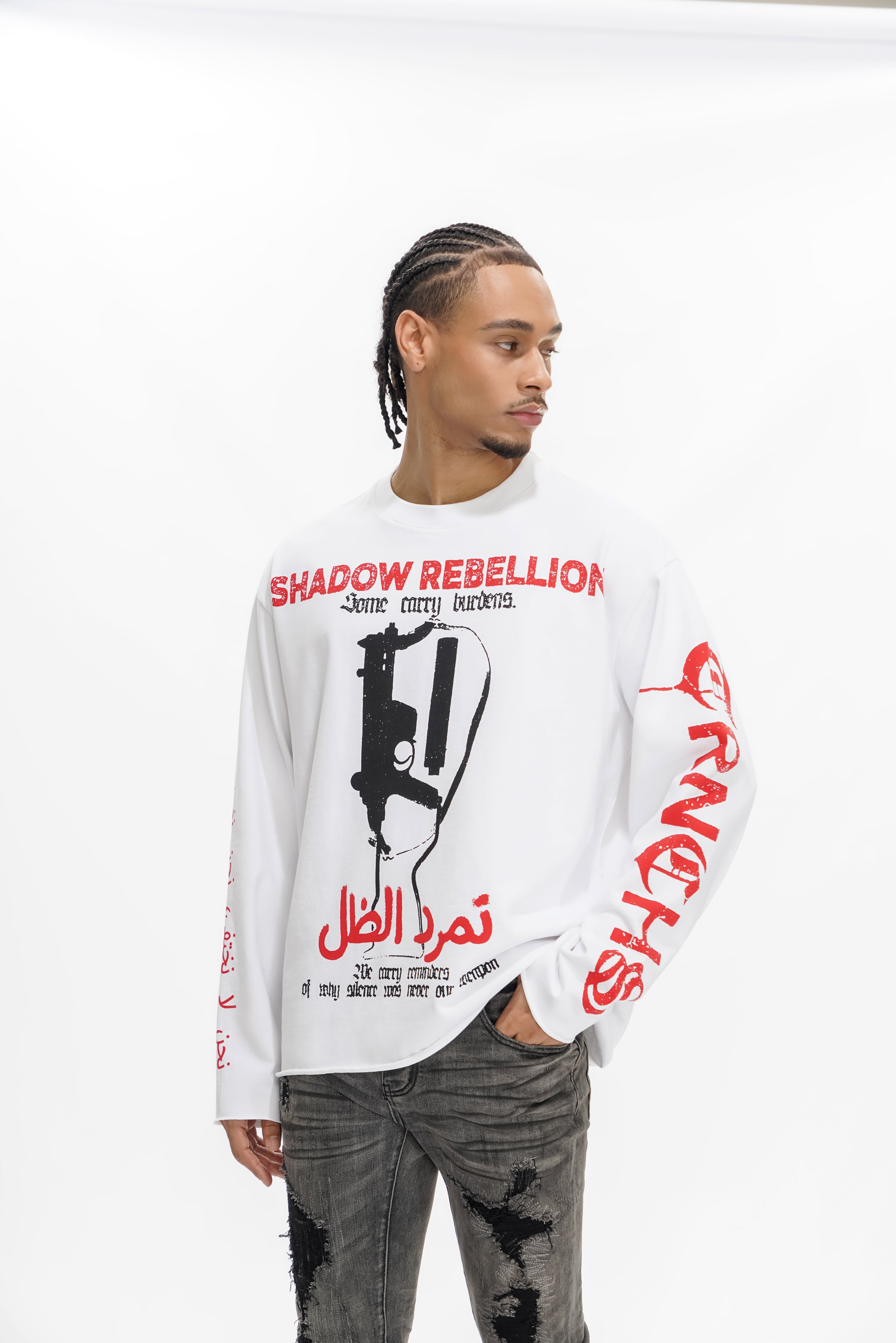"SHADOW REBELLION" White Long Sleeve