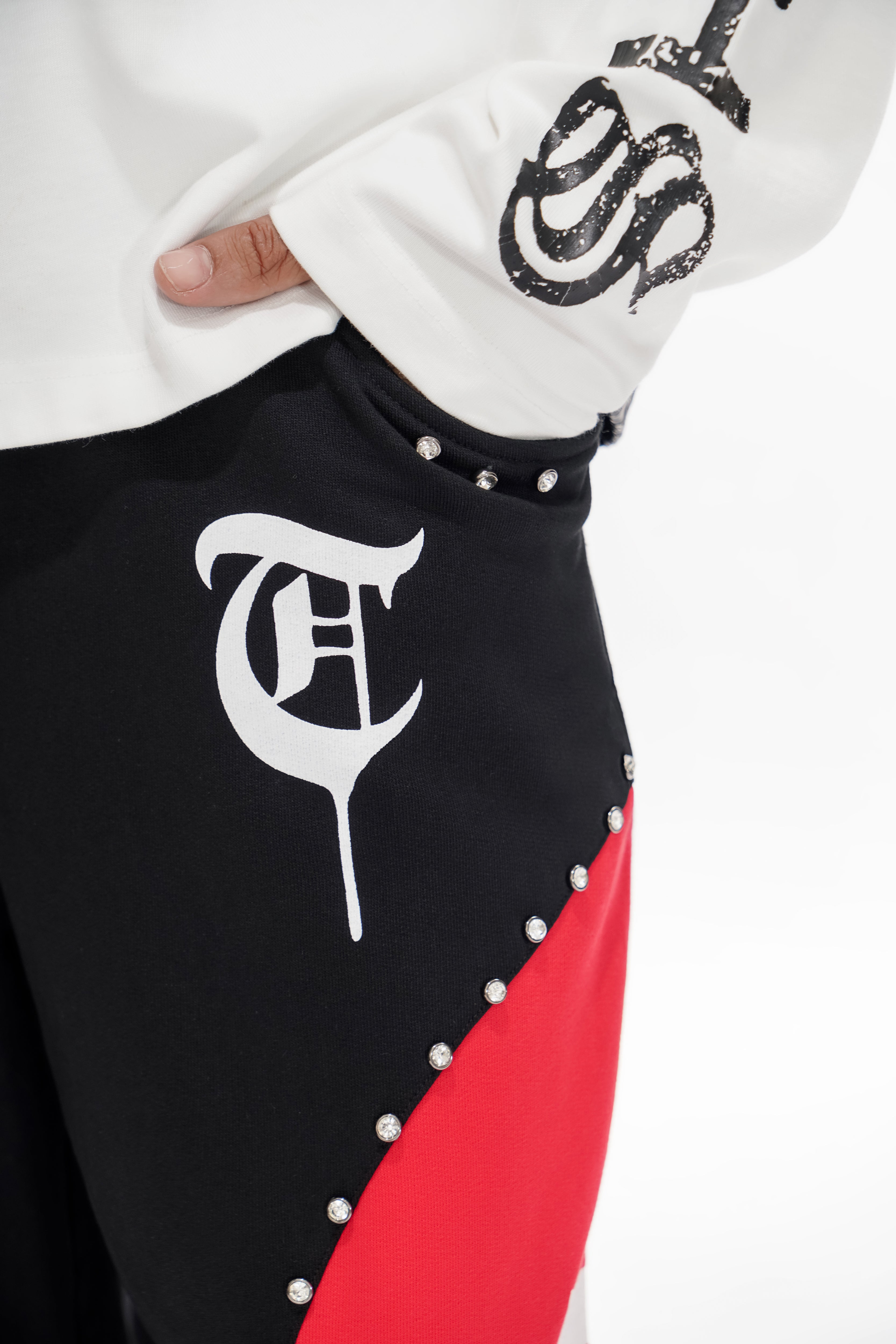 "CROWNED PATH" Black/Red Pants