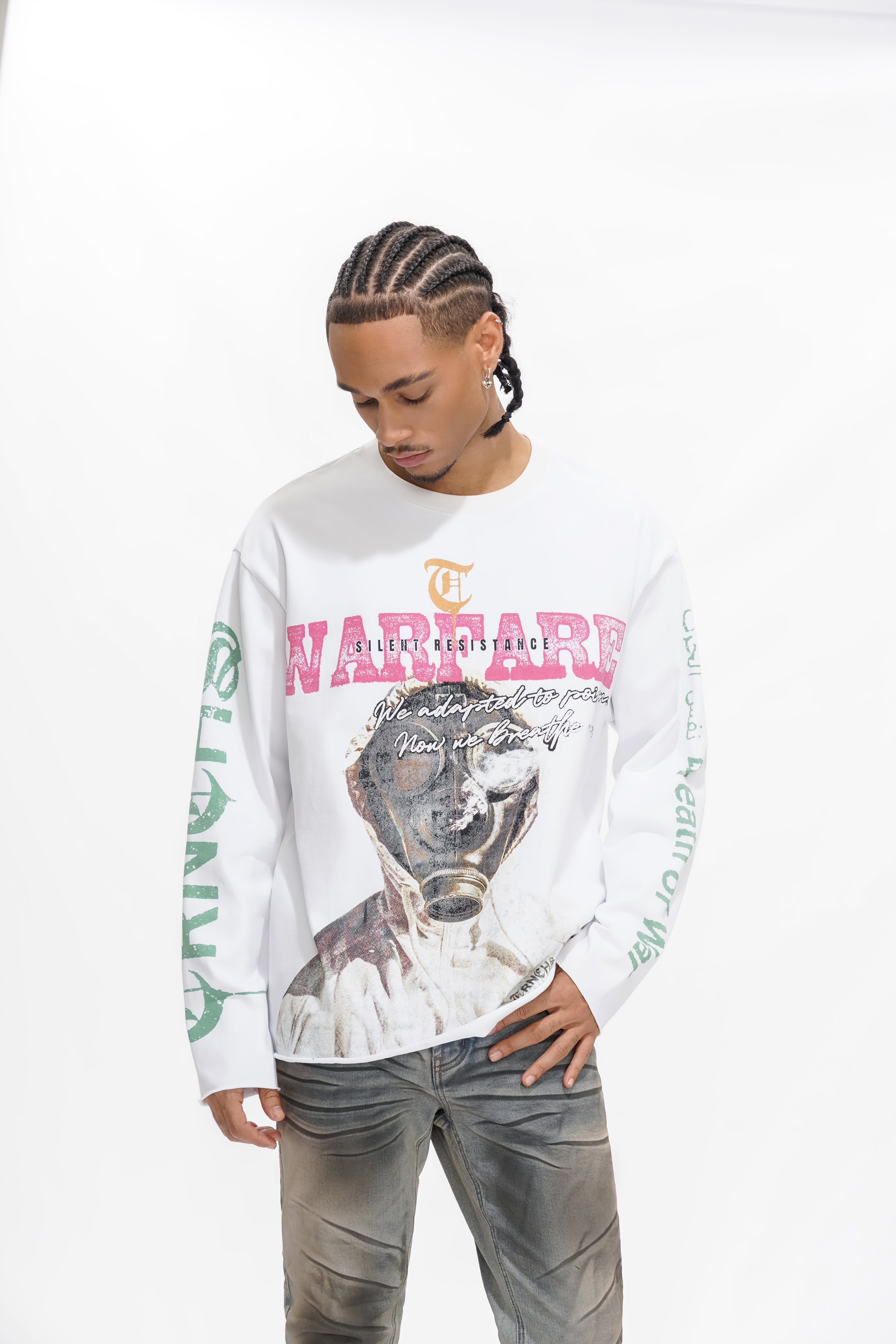 "WARFARE" White Long Sleeve
