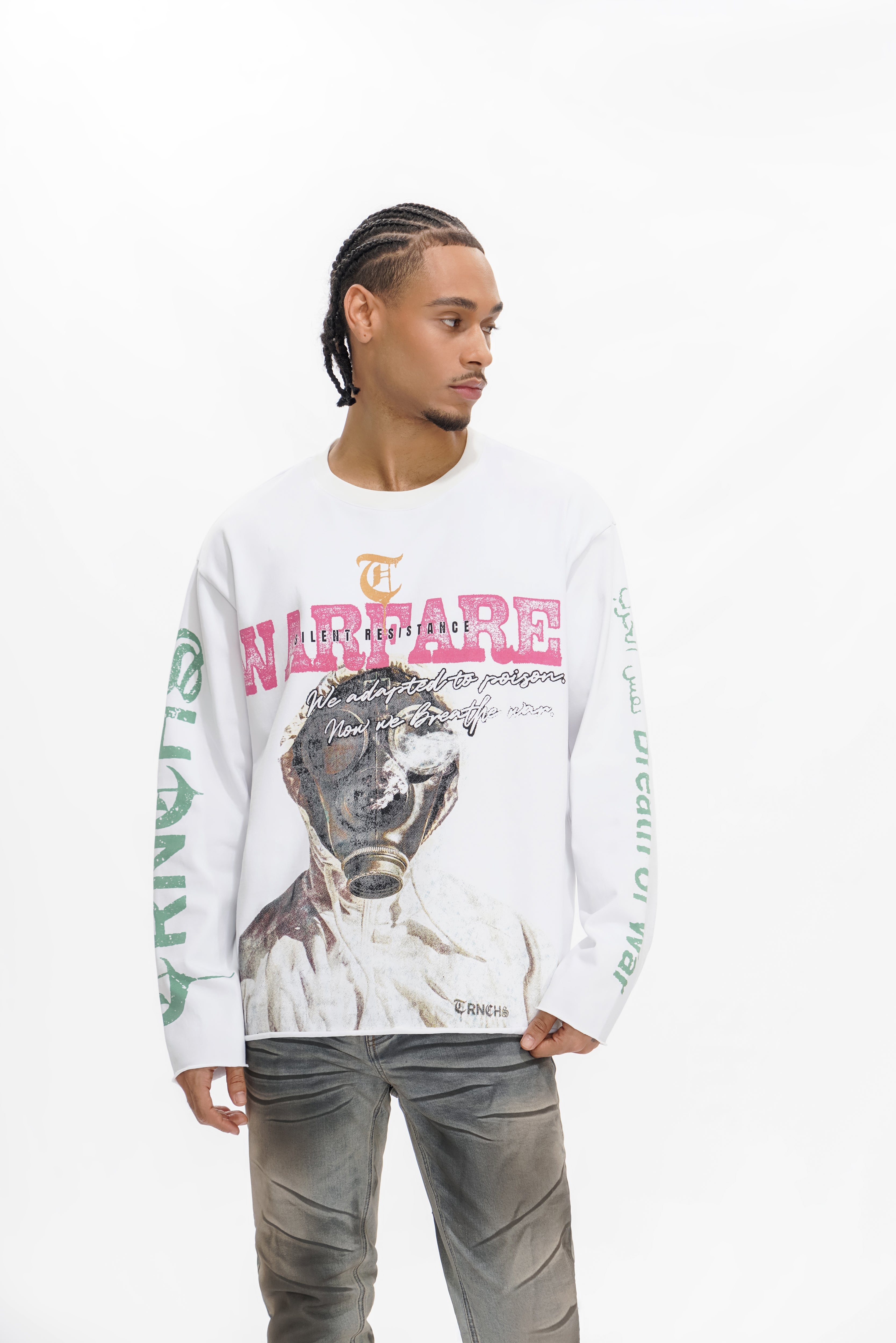 "WARFARE" White Long Sleeve