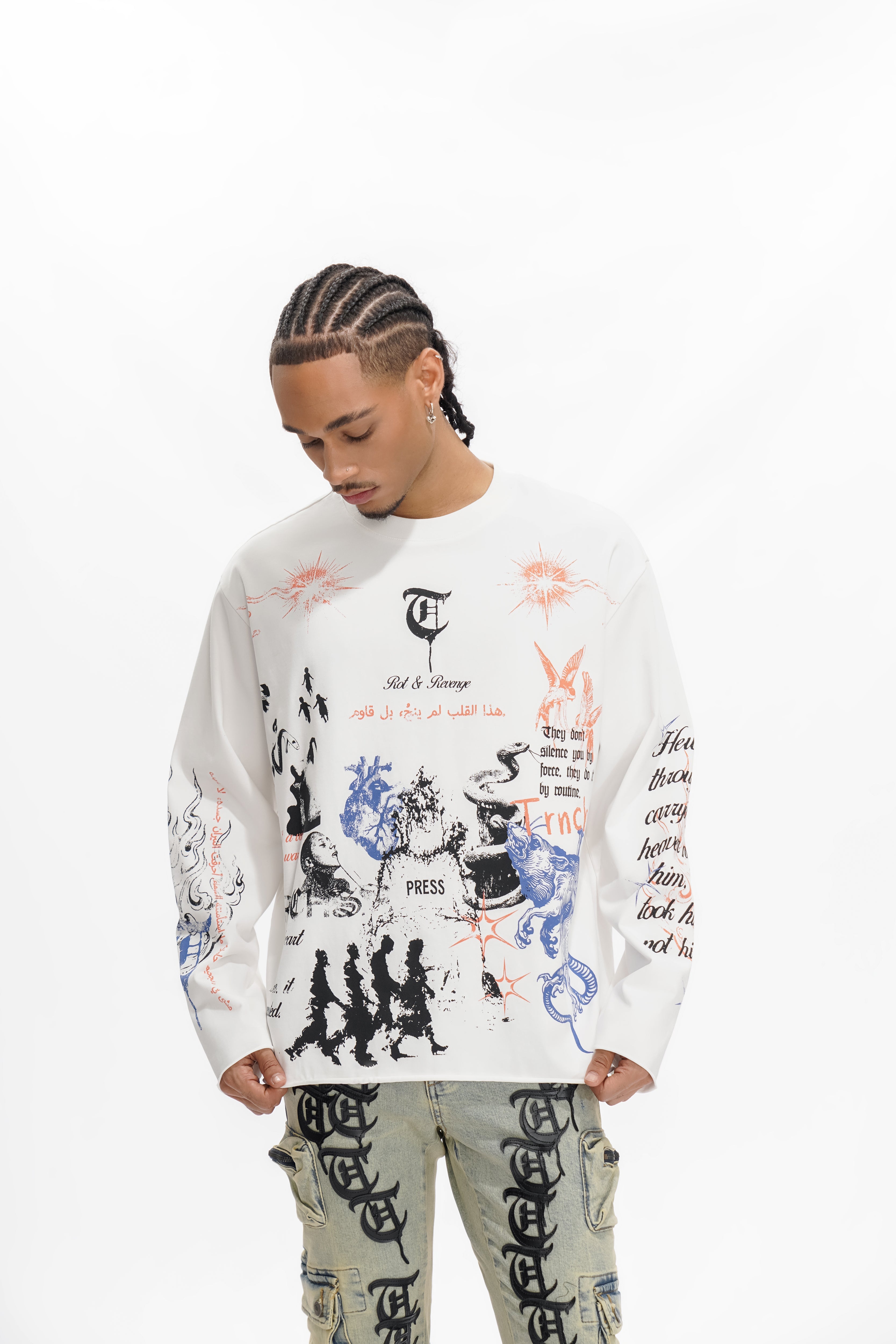 "FIELD NOTES" White Long Sleeve