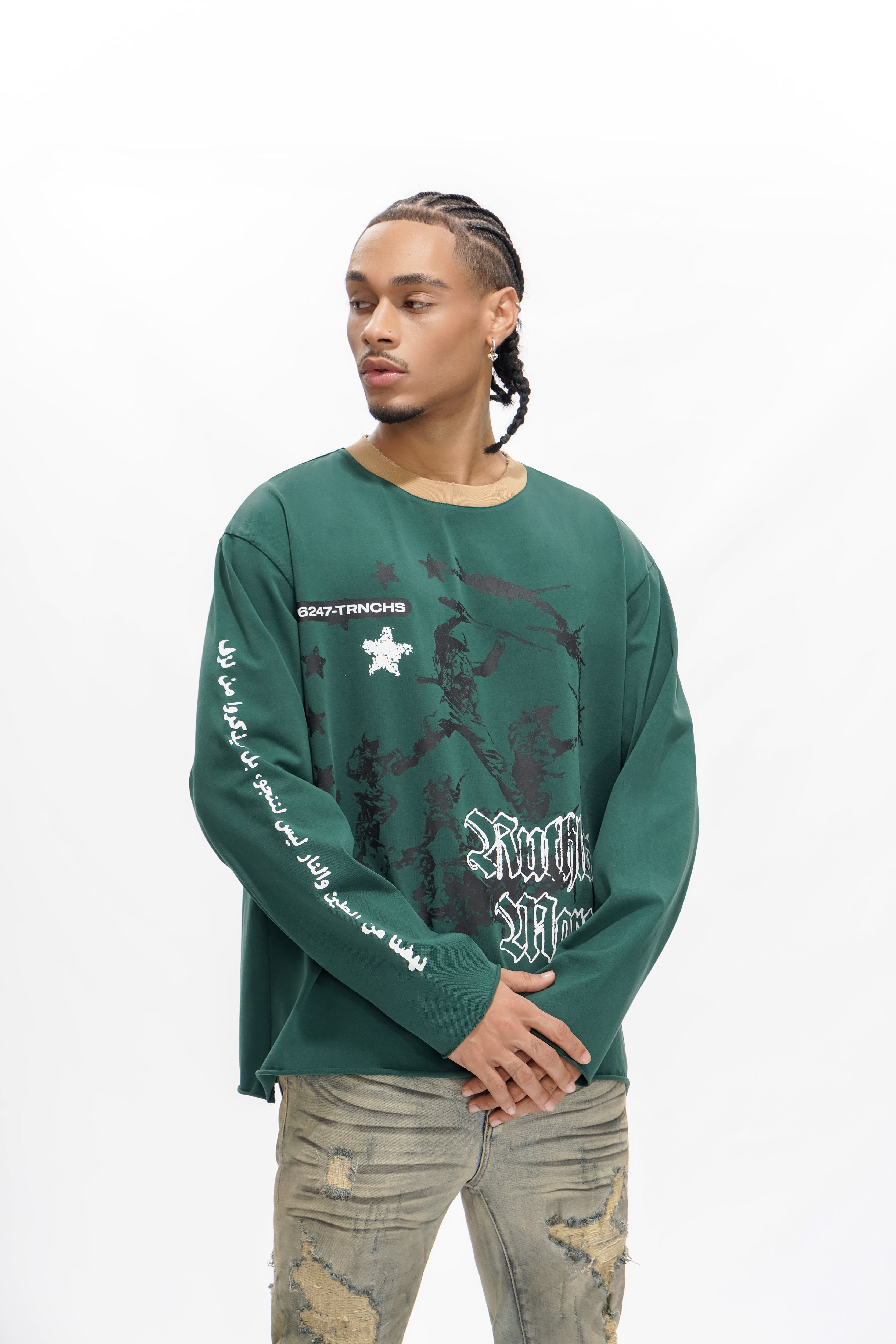 "RUTHLESS" Dark Green Long Sleeve