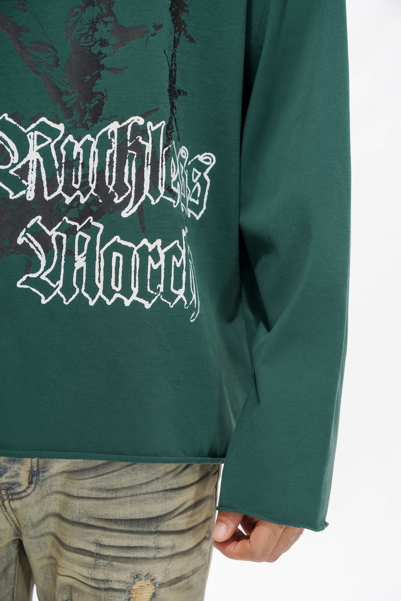 "RUTHLESS" Dark Green Long Sleeve