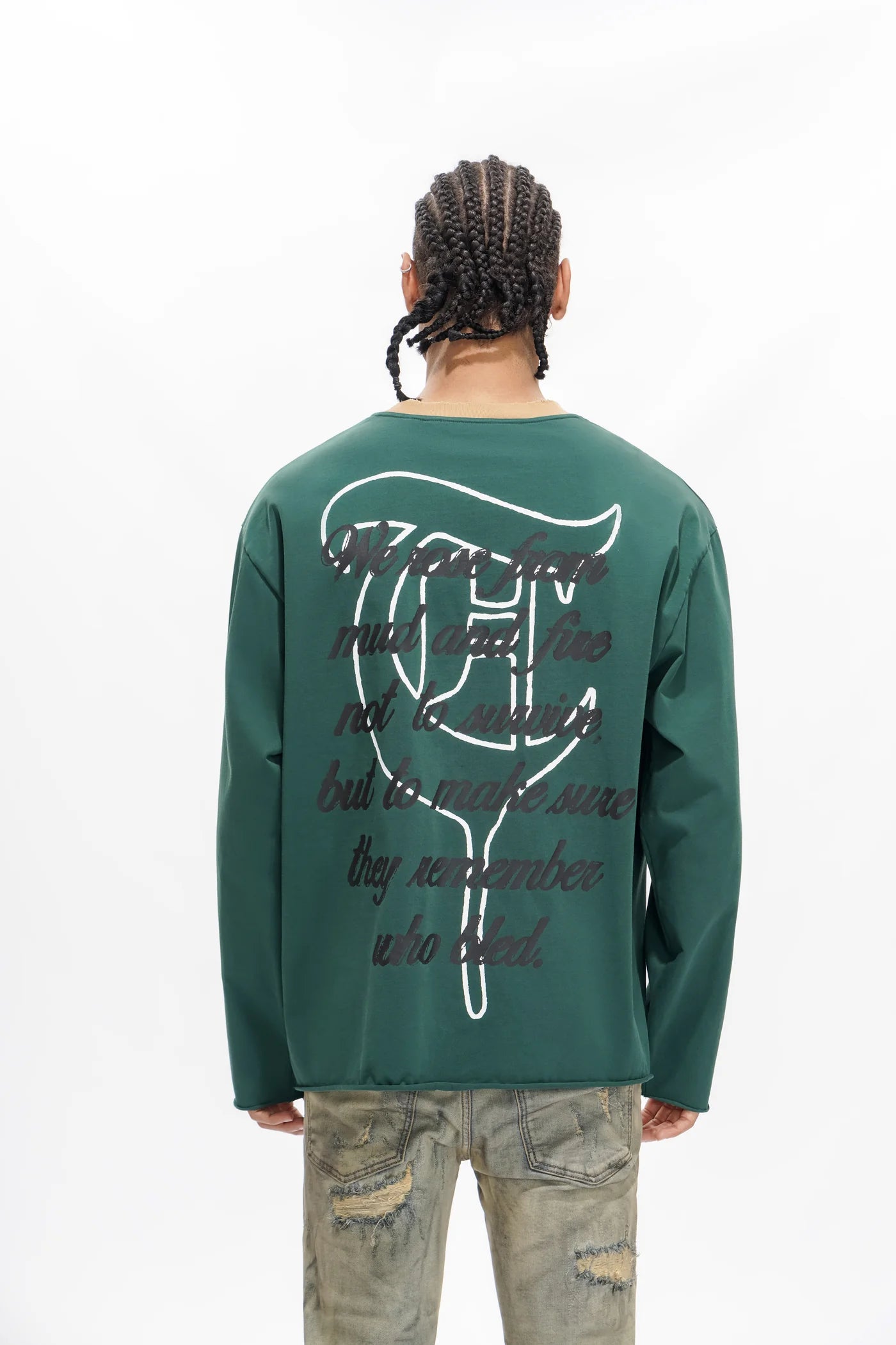 "RUTHLESS" Dark Green Long Sleeve