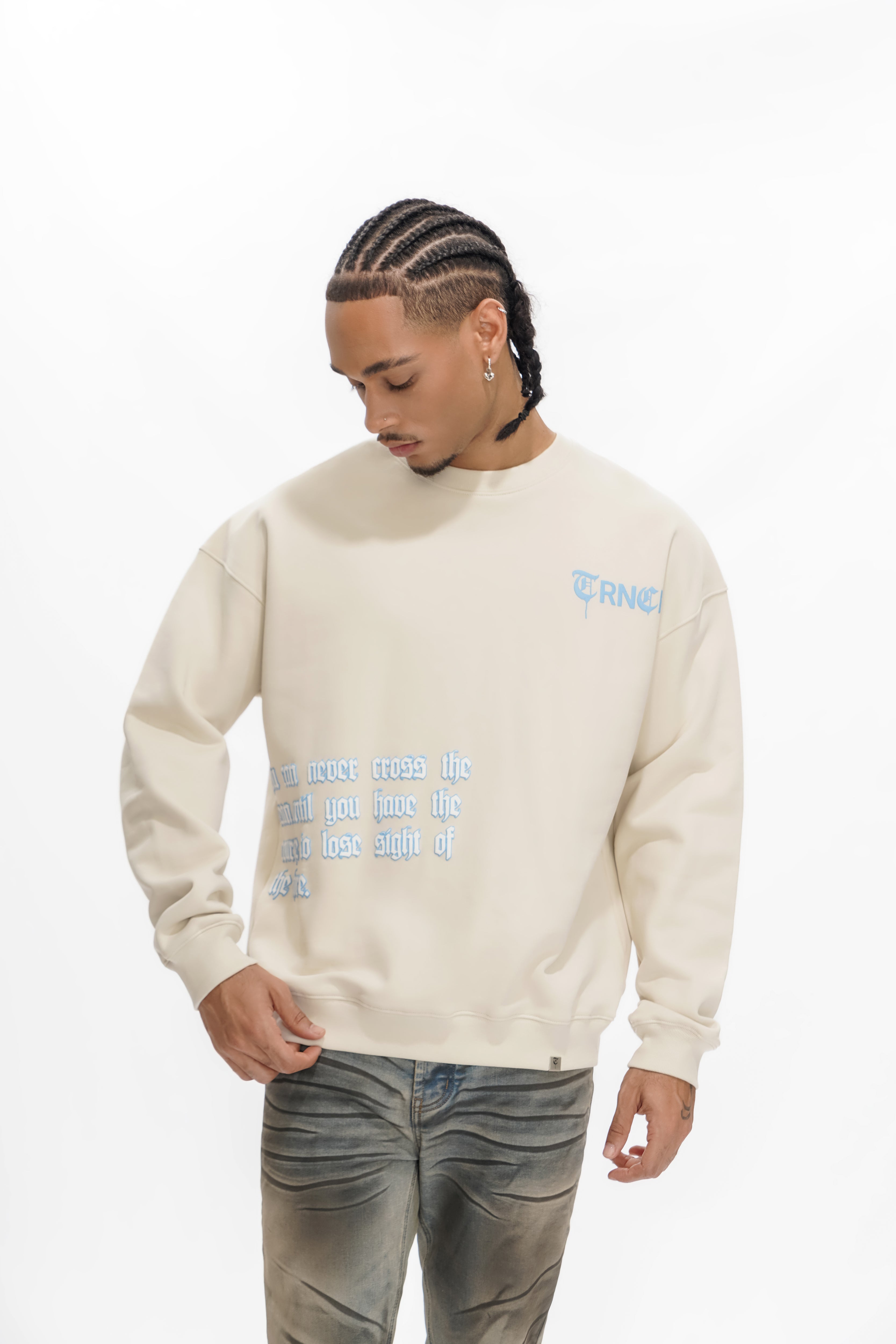 SIGHT OF THE SHORE Light Khaki Crewneck Sweater