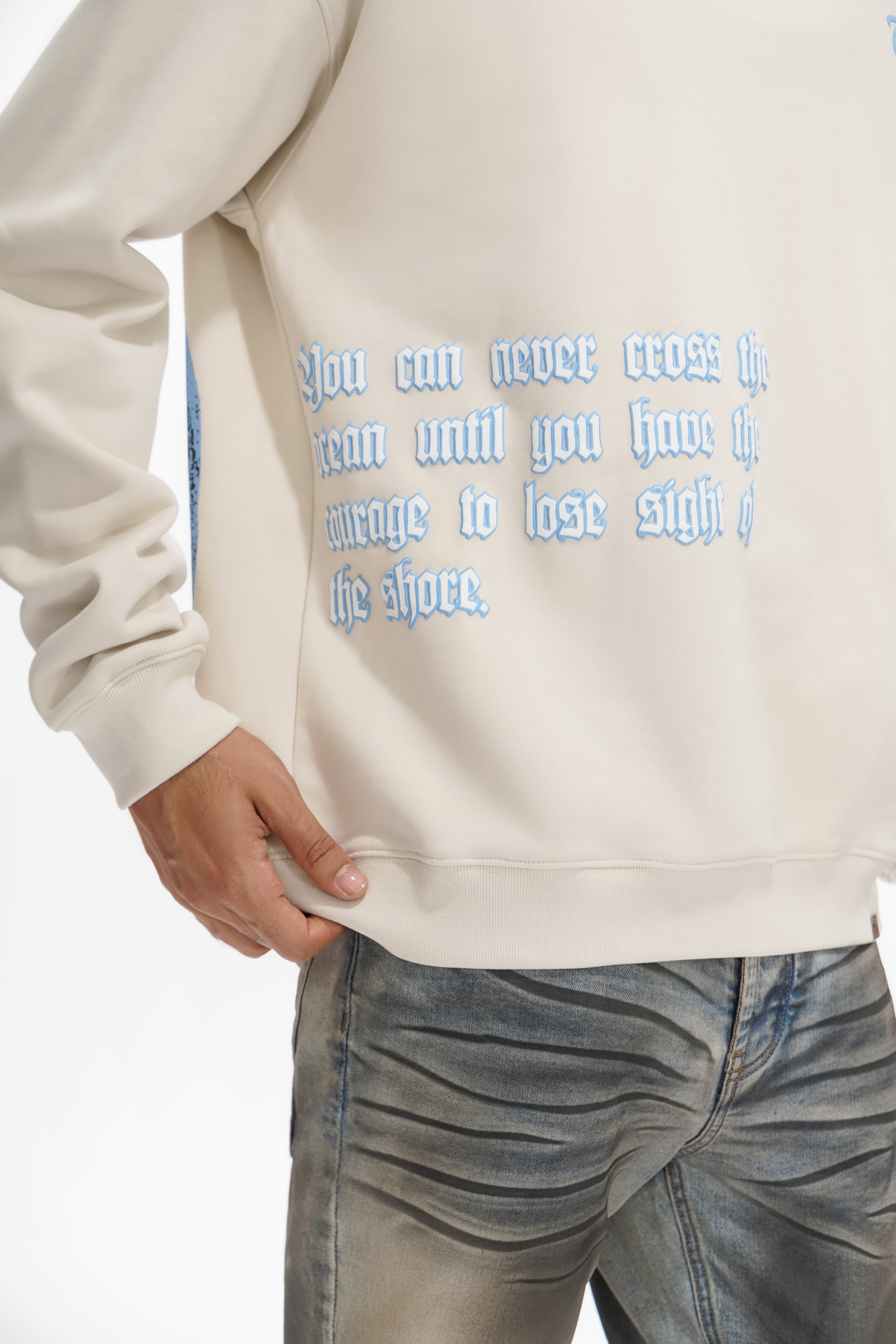 SIGHT OF THE SHORE Light Khaki Crewneck Sweater