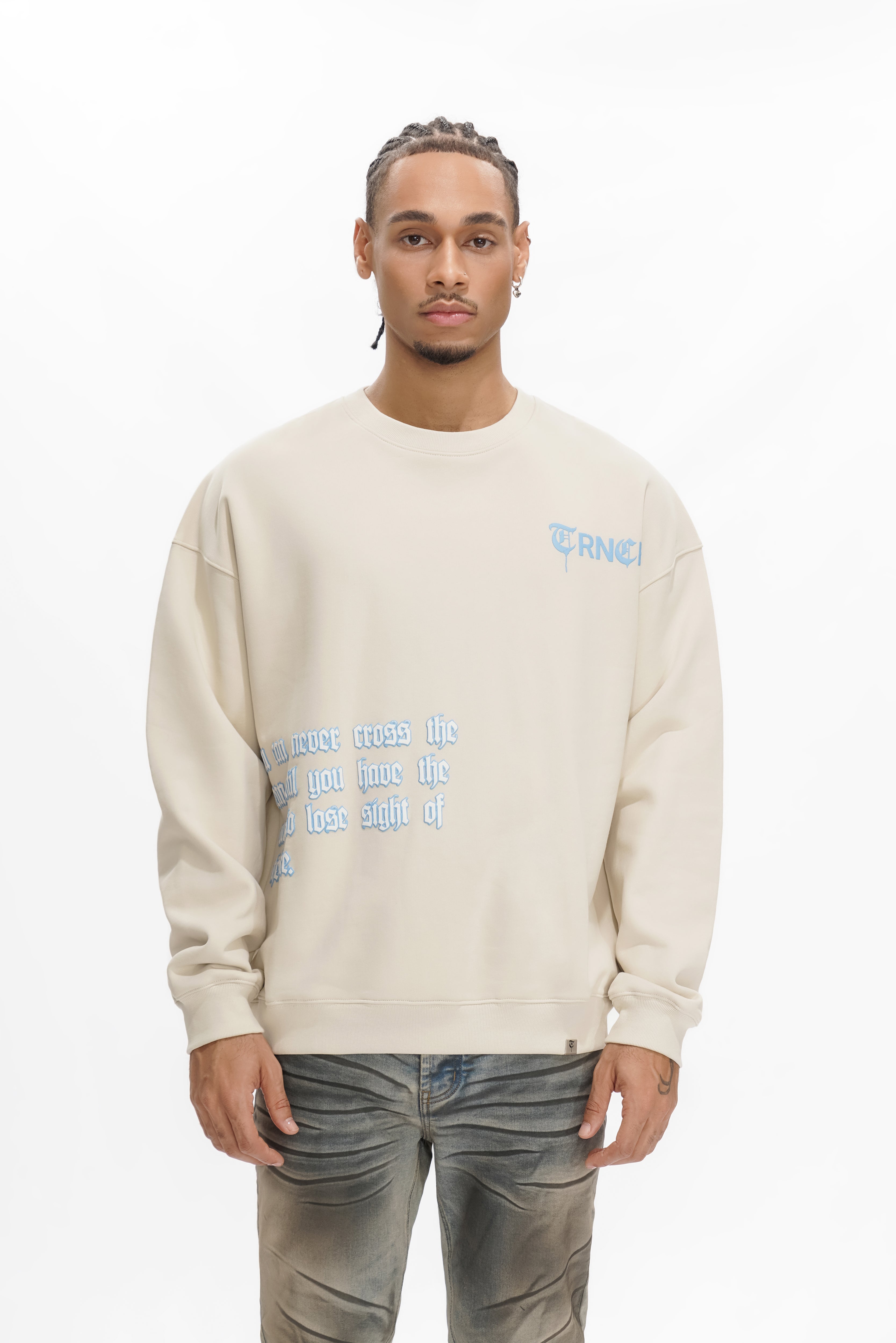 SIGHT OF THE SHORE Light Khaki Crewneck Sweater