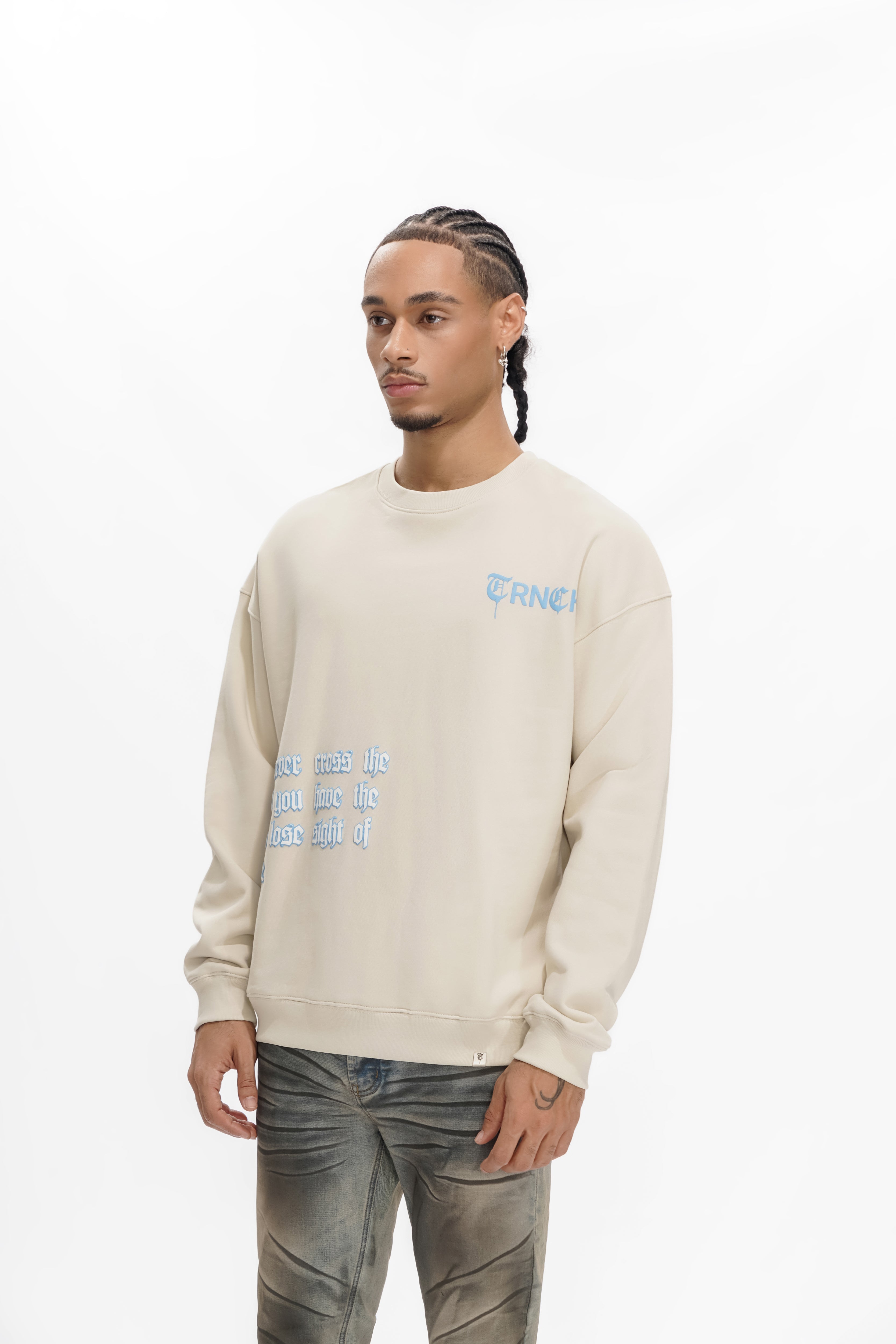 SIGHT OF THE SHORE Light Khaki Crewneck Sweater