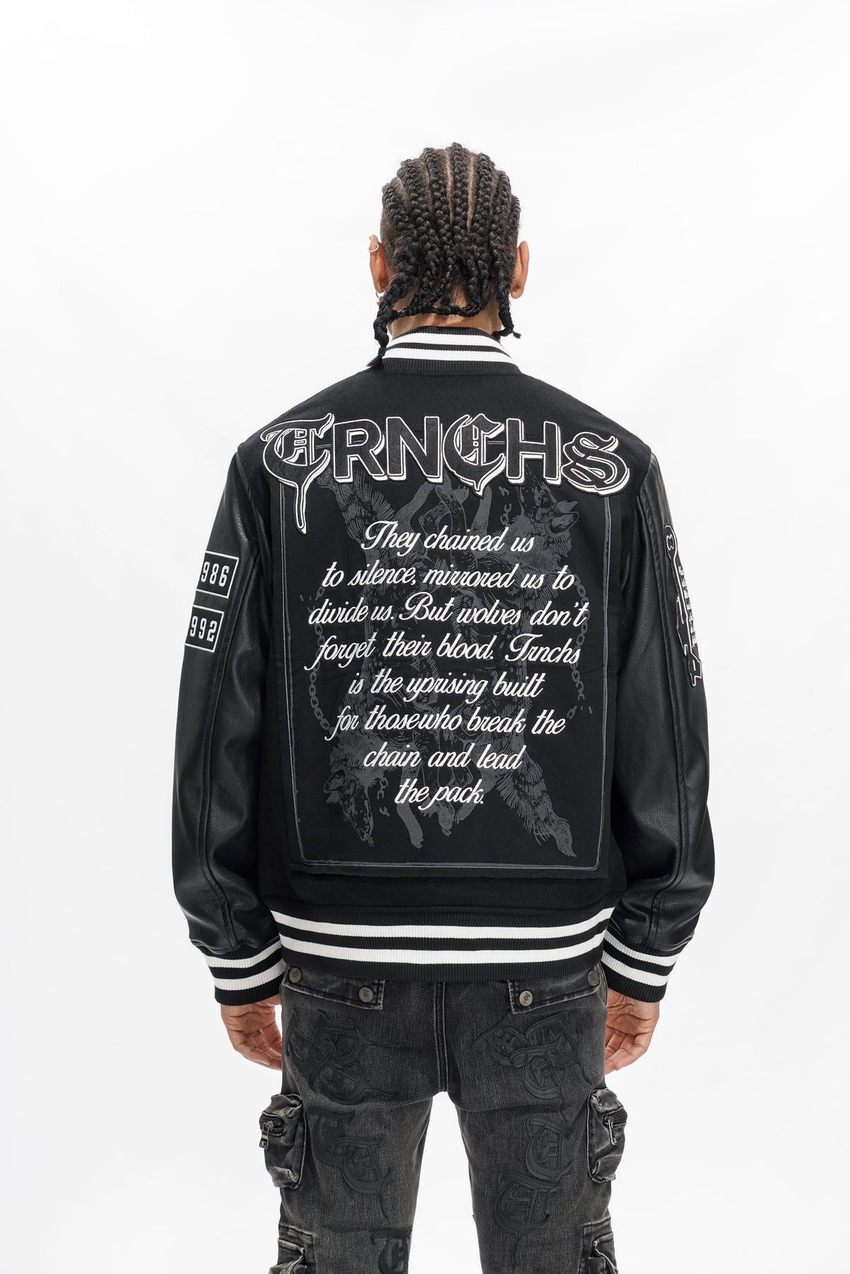 LEAD THE PACK Black Varsity Jacket