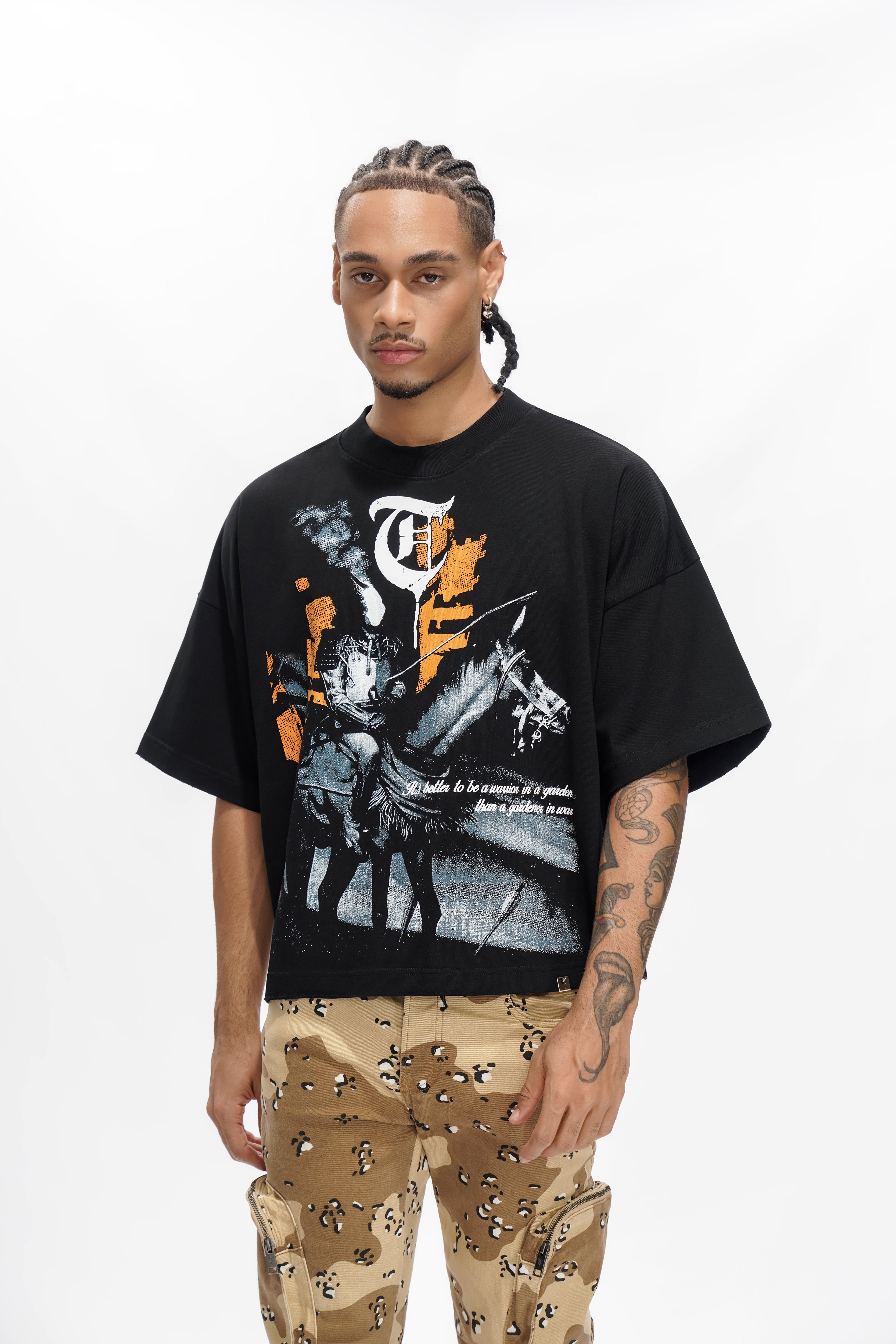 WARRIOR IN THE GARDEN Black Tee
