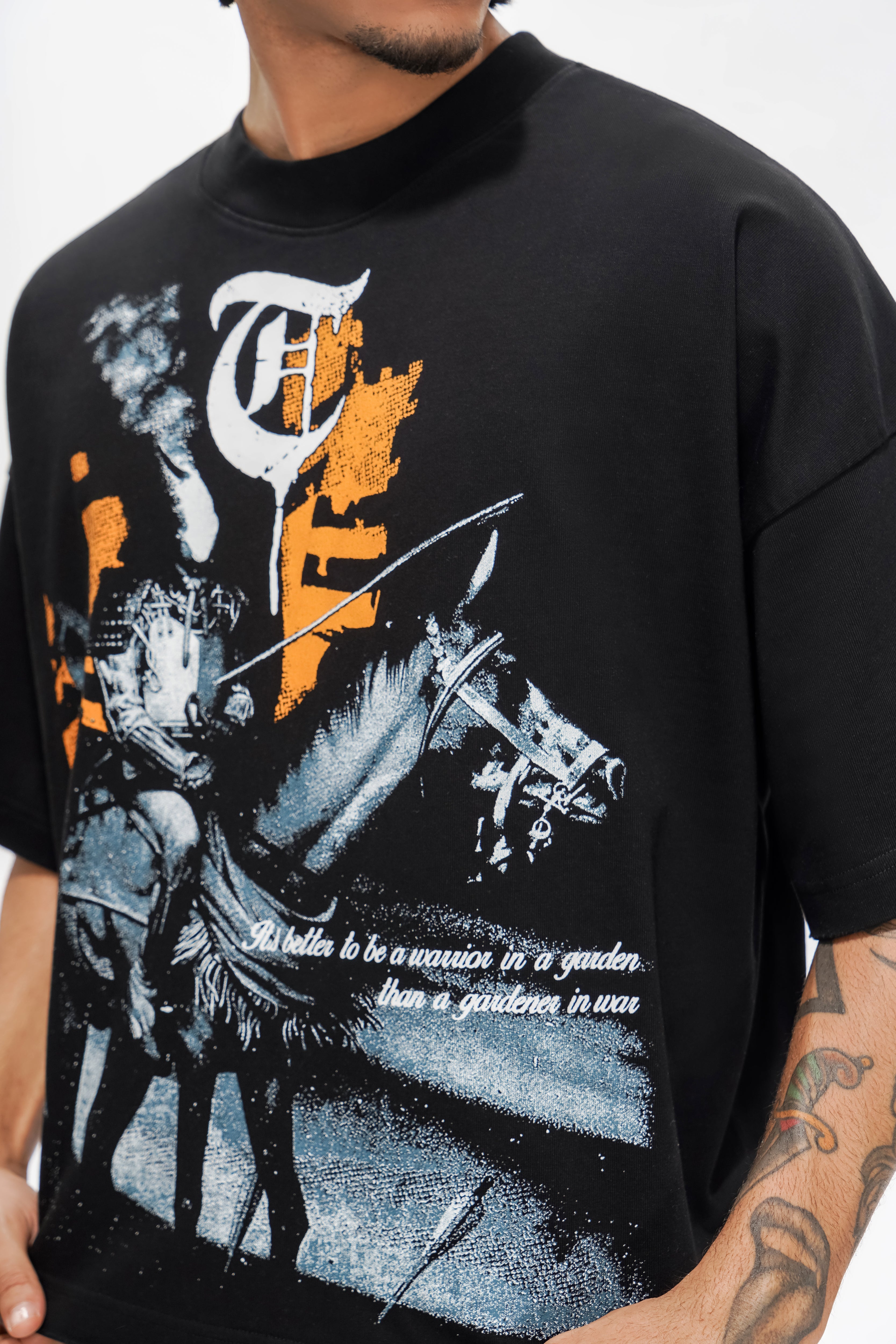 WARRIOR IN THE GARDEN Black Tee