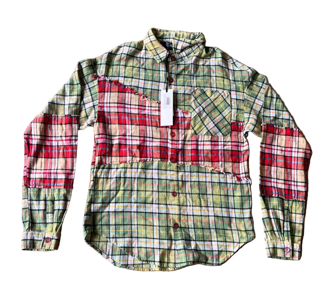 Trnchs "Rip & Repair Woven" Button Up Lime