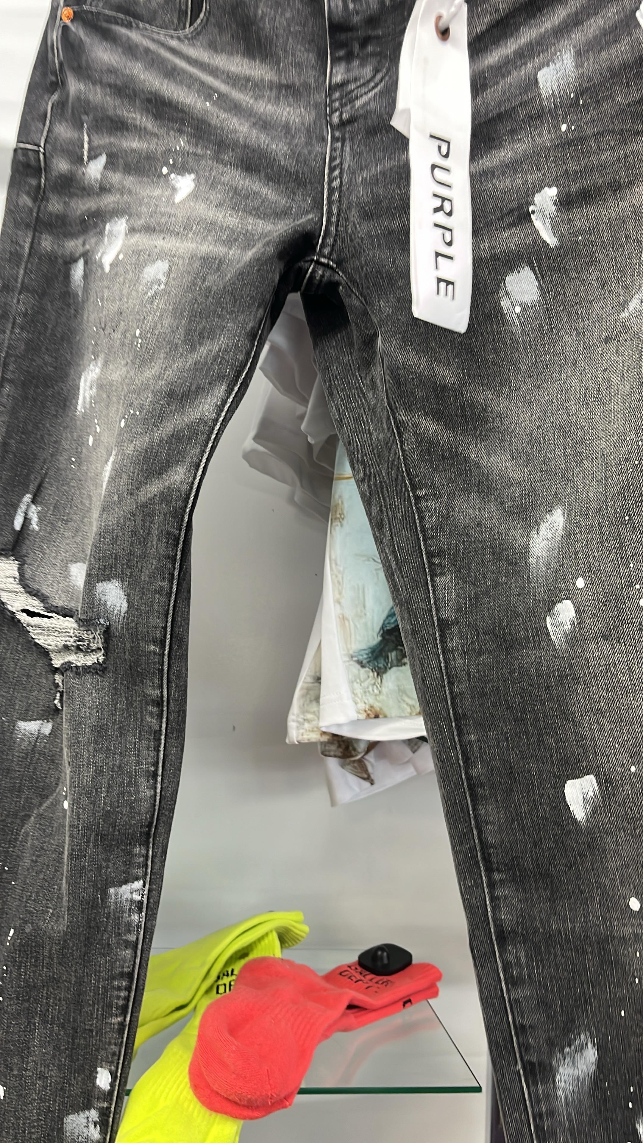 Purple Brand Jeans Black Wash Paint Rips