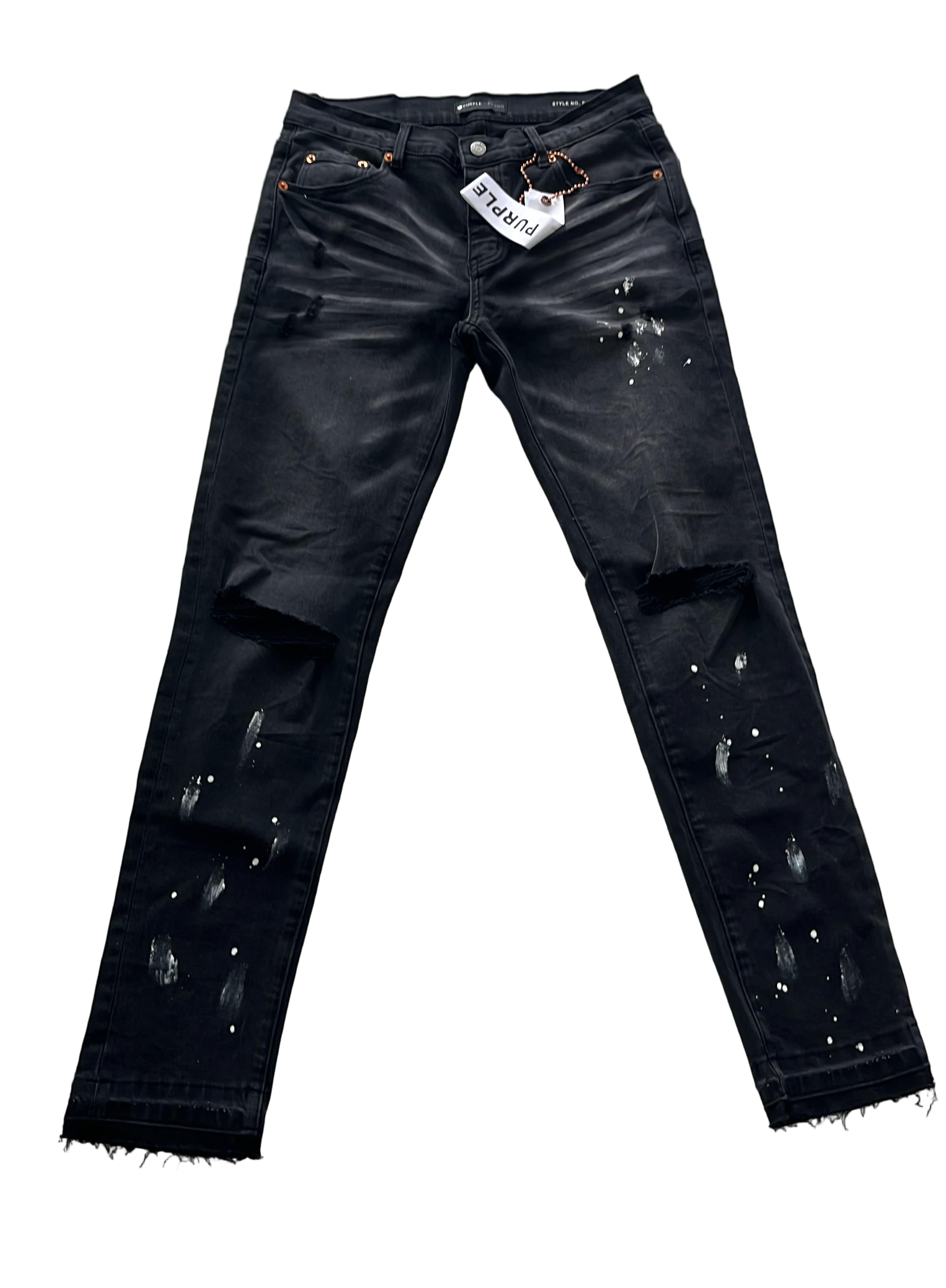 Purple Brand Jeans Jet Black Paint Rips