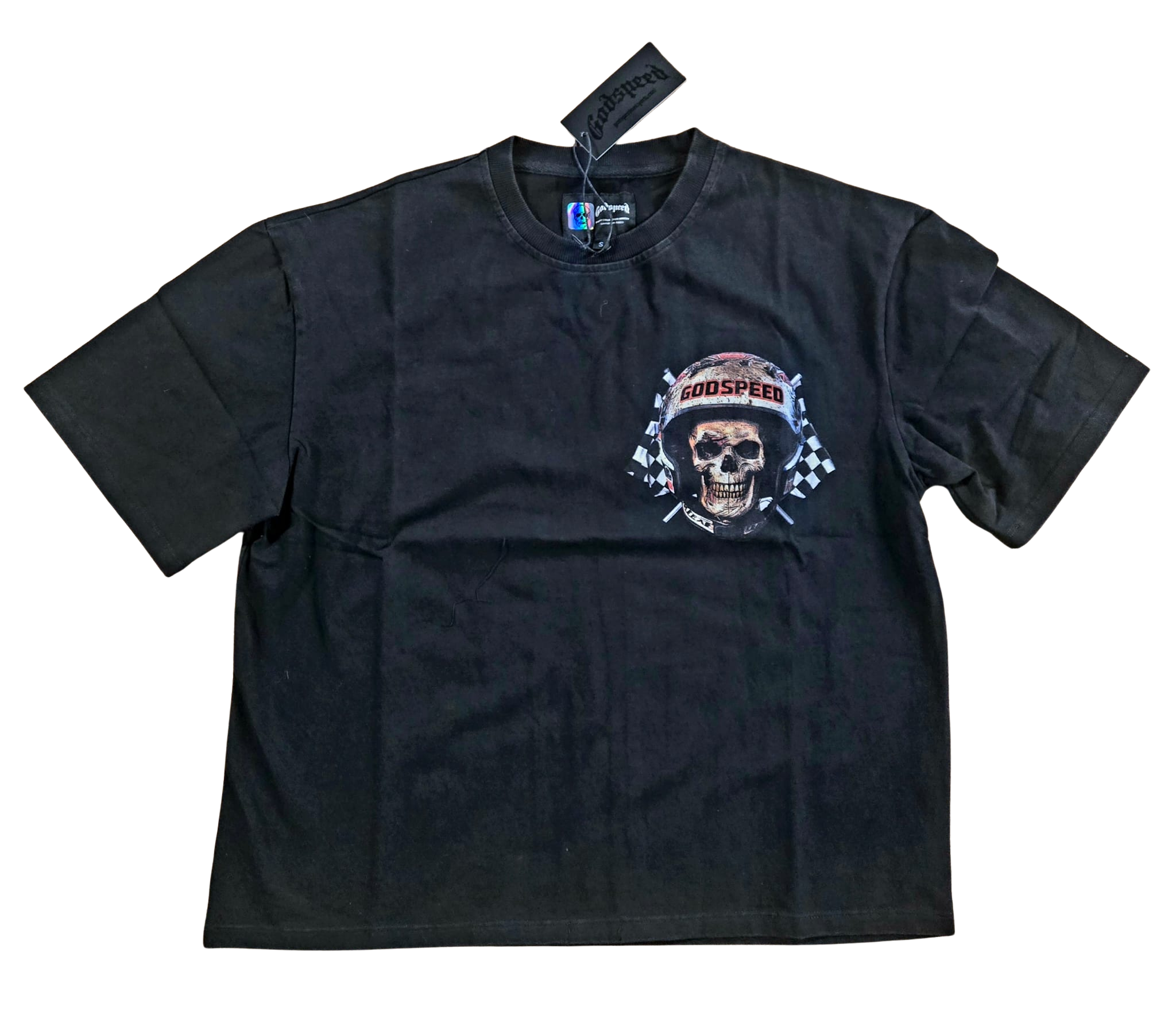Godspeed “Crashout” Skull Racer Tee – Black