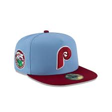 Philadelphia “P” Snapback Hat – Baby Blue & Maroon Flat Brim Cap