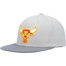 Chicago Bulls Grey&Charcoal Snapback Hat Red/Gold Logo
