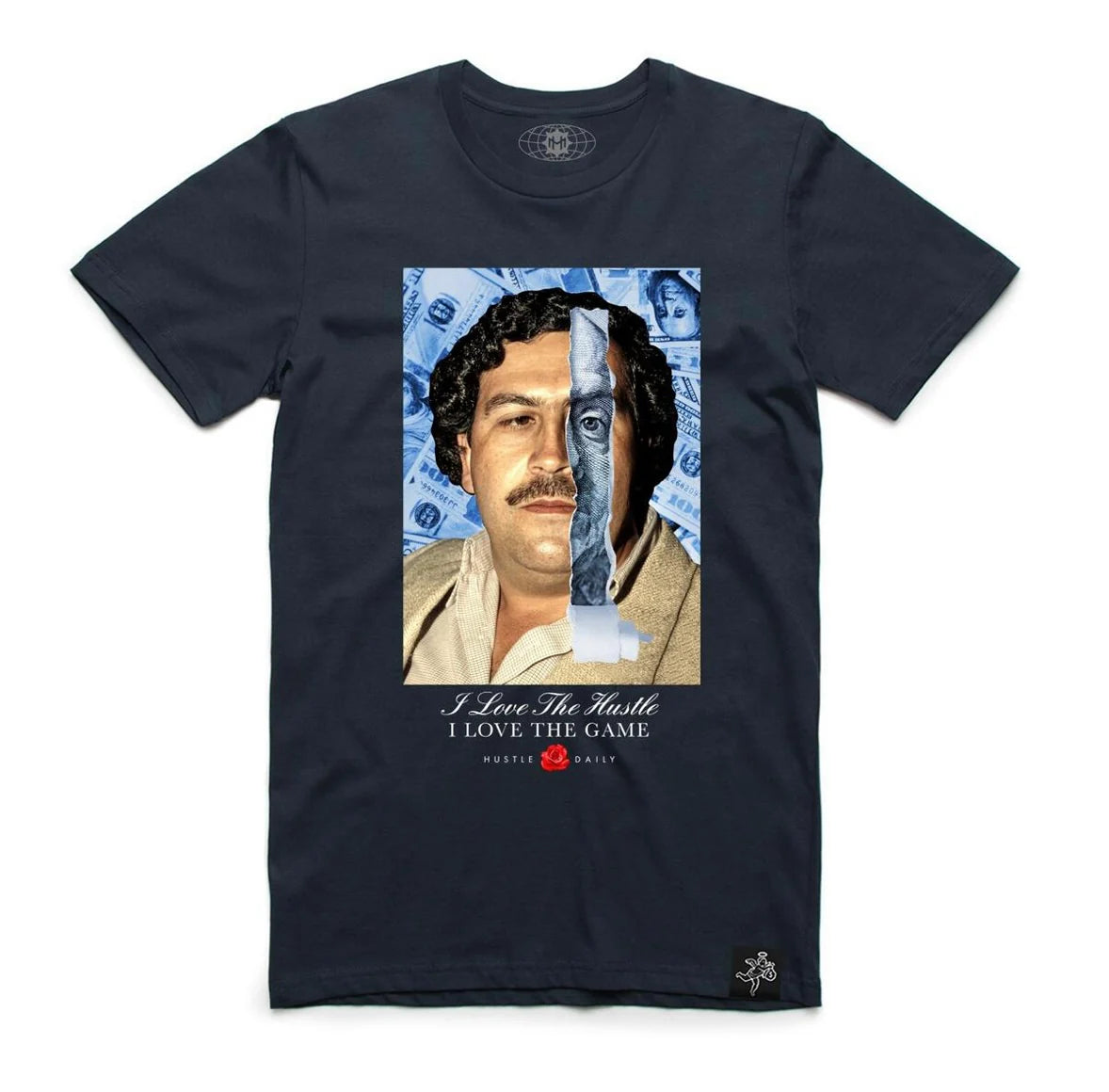 Hustle Daily “I Love The Hustle” Graphic T-Shirt – Navy