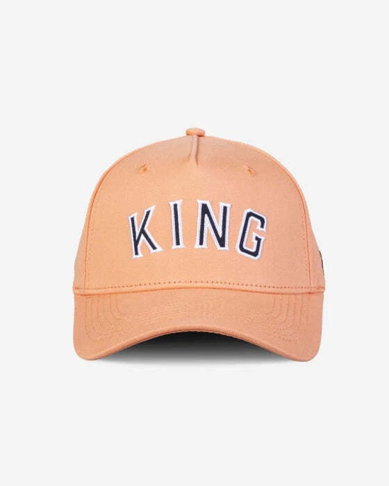 King Embroidered Curved Brim Hat – Peach
