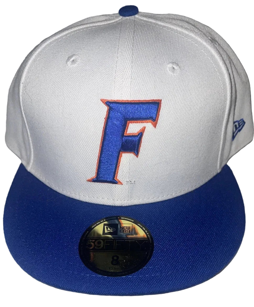 New Era 59FIFTY Fitted Hat – White/Blue with Royal F Logo