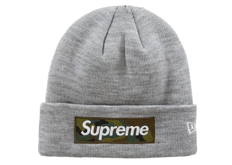 Supreme x New Era Box Logo Beanie Heather Grey