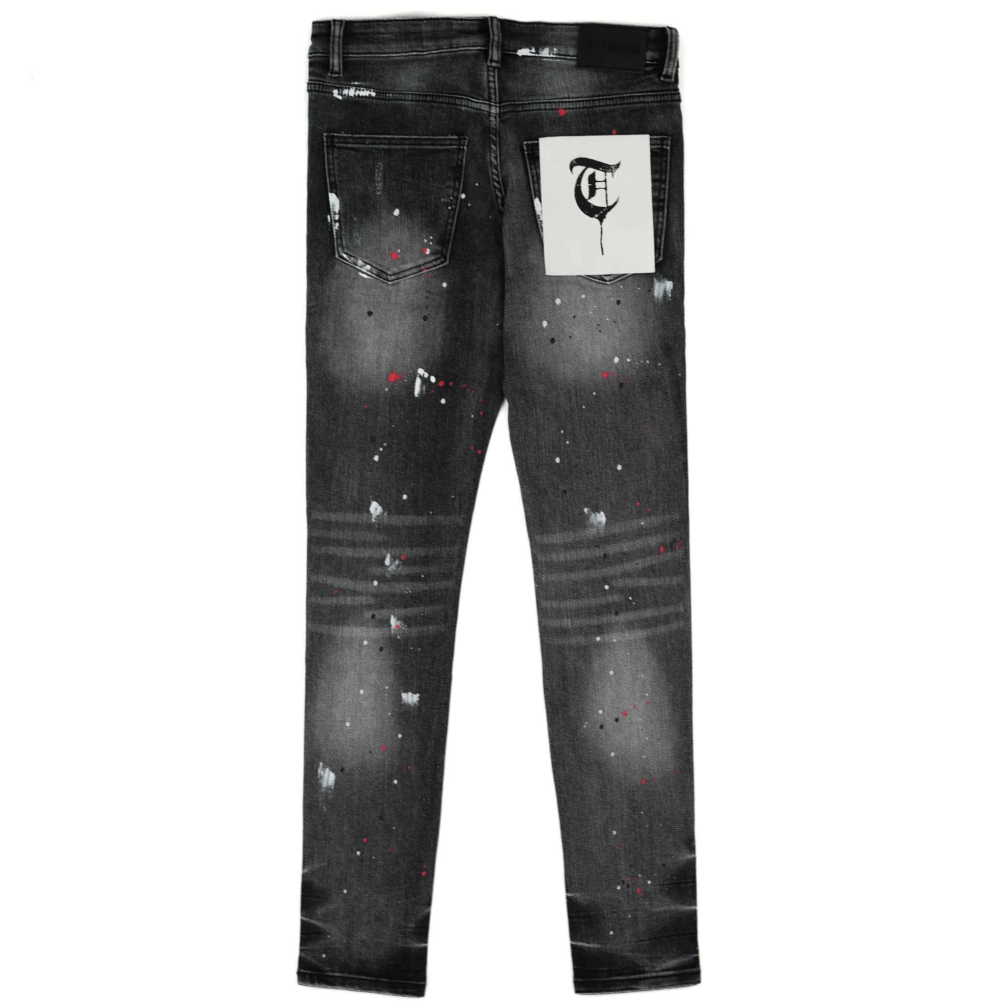 "DHAMAR" Black Wash Paint Skinny Denim
